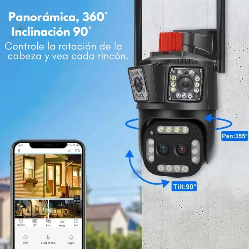 CAMARA DE SEGURIDAD-3LENTES-ROTACIÓN 360°-90°